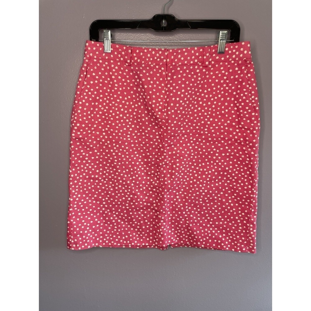 346 Brooks Brothers Skirt Womens 8 Pink White Polka Dot Knee Length Side Zip